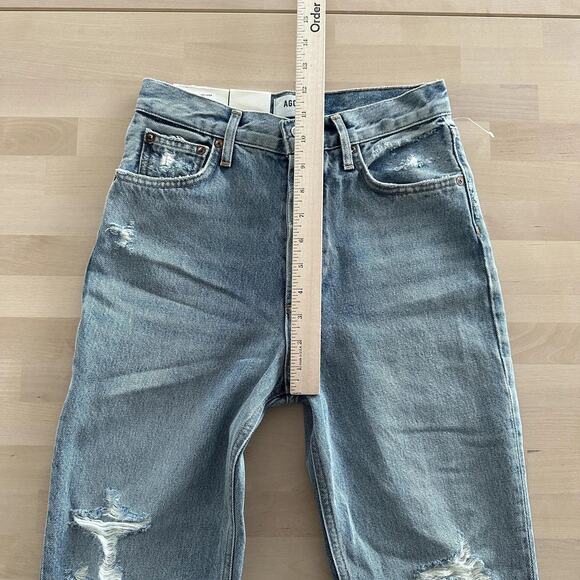 Agolde Jeans Womens 23 Blue Fen Distressed High Rise Relaxed Organic Denim - Picture 12 of 13